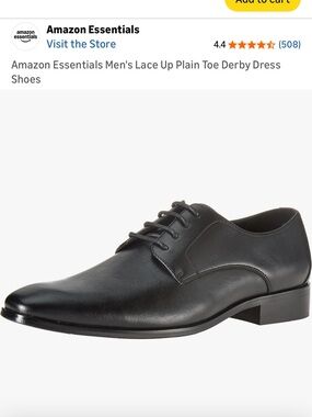 Amazon Essentials Black Lace-Up Plain Toe Derby Dress Shoes